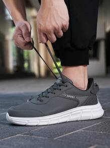 Plus Size Men's Fashionable Sports Shoes With Pu Leather Surface, Super Light Weight, Waterproof And Multi-functional For Autumn And Winter - Dark Grey - View 4