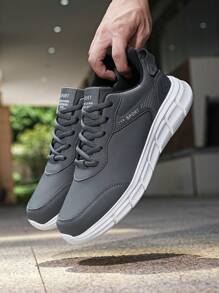 Plus Size Men's Fashionable Sports Shoes With Pu Leather Surface, Super Light Weight, Waterproof And Multi-functional For Autumn And Winter - Dark Grey - View 2