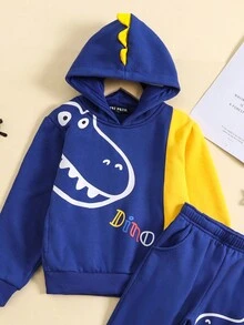 Conjunto Pants 2 Piezas Sudadera y Jogger para Niño y Bebé 1-5 Años DINO - azul real - Ver 2