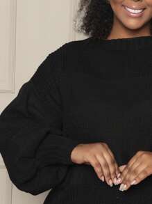 Plus Size Sweaters - Black - View 2