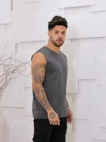 Men Tank Tops - Dark Grey - View 4