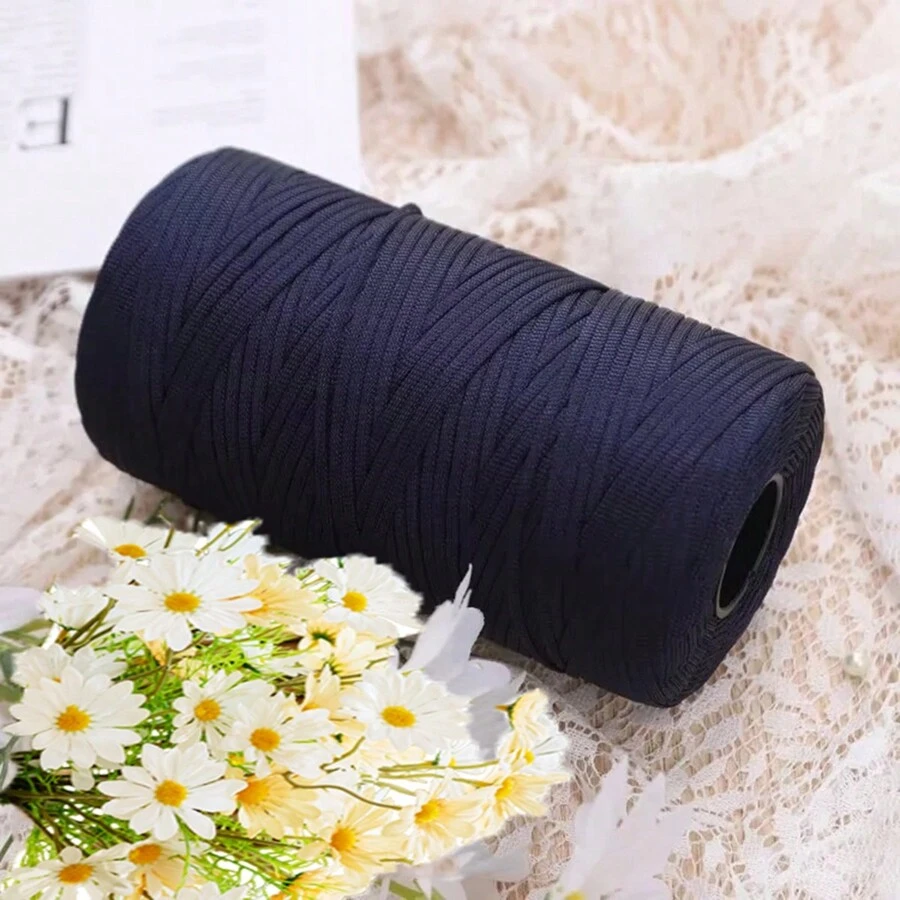 1入2mm絲與亞麻混合的冰絲扁帶紗線,適用於diy鉤針手提包,帽子,坐墊等,空心設計
