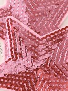 1套/3入組閃粉五芒星設計繡花貼章,適用於衣服,帽子和diy裝飾,使用熱熔膠進行黏貼 - 粉色 - 查看 2