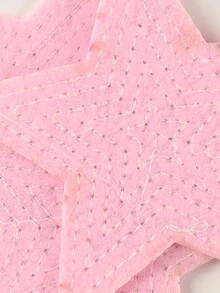 1套/3入組閃粉五芒星設計繡花貼章,適用於衣服,帽子和diy裝飾,使用熱熔膠進行黏貼 - 粉色 - 查看 3