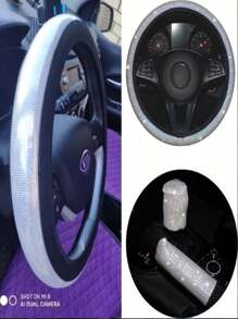 KIT CUBRE VOLANTE CON BRILLOS - Plateado - Ver 3