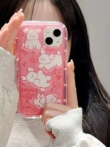 1 Pieza Funda Rosa Con Forma De Perro Compatible Con Iphone, Huawei, Xiaomi, Redmi