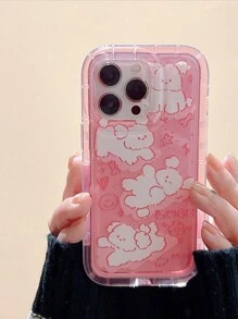 1 Pieza Funda Rosa Con Forma De Perro Compatible Con Iphone, Huawei, Xiaomi, Redmi