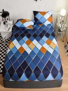 Printed Fitted Sheet Set For Home Use - Multicolor - View 5