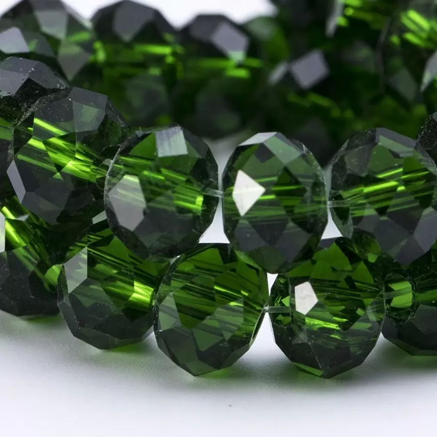 60 piezas de cuentas de cristal facetado de 8mm, color verde transparente, para hacer pulseras, collares y aretes de joyería DIY - Verde militar - Ver 1