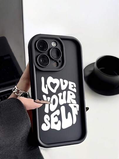 1个高级“爱自己”英文文字加厚防刮磨砂软手机壳，兼容、Galaxy、苹果手机