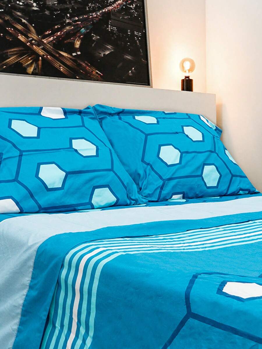 4 piezas / Set sábanas para cama queen (Sabana,Forro Fundas) - azul real - Ver 1