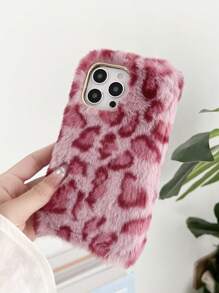 Plush Pink Leopard Print Phone Case - Hot Pink - View 2