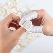 200入組加厚一次性乳膠指套,採用耐磨橡膠材料,用於家庭清潔防滑指套保護成人 - 白色 - 查看 6