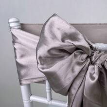 10入組/包黑暗的灰色的滌綸椅子腰帶帶蝴蝶結裝飾用品,合適的適合婚禮,餐廳,廚房和派對裝飾用品, - 深灰色 - 查看 6