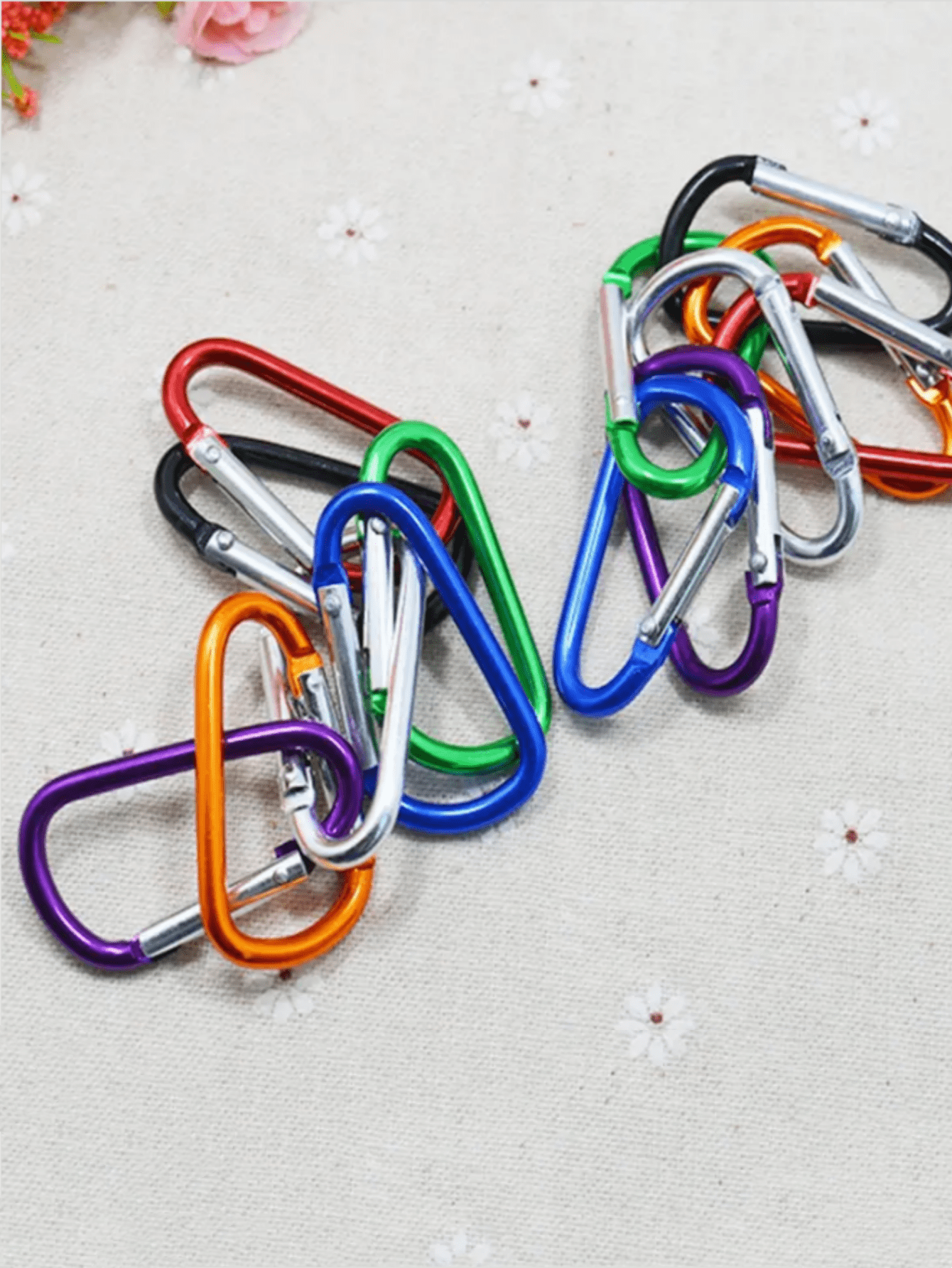 Locking Carabiner Clip D-Ring, 10PCS Premium Aluminum Heavy Duty For Hiking Camping Keychains Dog Leashes Not For Climbing Black
