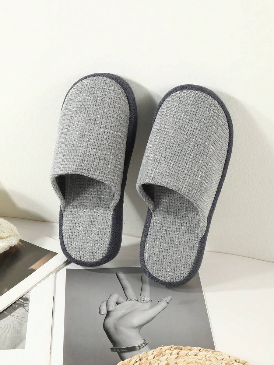 1pair High-end Men's Autumn And Winter House Slippers, Christmas Edition - Navy Blue - View 1