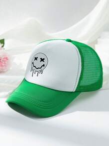 1 Gorra De Béisbol De Malla Con Impresión De Expresión De Caricatura Para Hombres - Verde - Ver 2