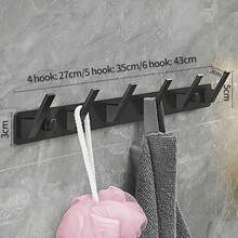 4鉤黑色方形鋁合金掛壁式懸掛掛鉤收納適用於臥室,浴室,廚房,毛巾,衣服,包,