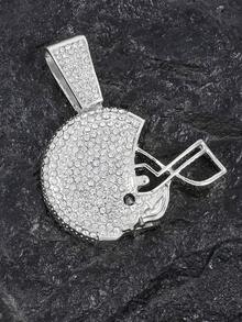 1入組美式足球頭盔吊墜項鍊11mm扣環鏈條適合男士女性日常裝飾 - 銀色 - 查看 4