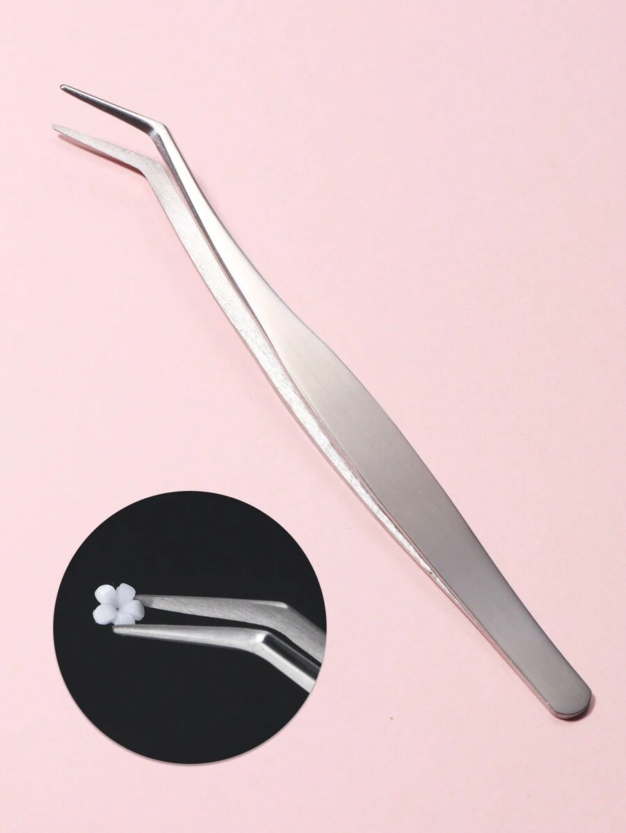FULL BEAUTY Stainless Steel Silver Tweezers For Eyelash Extensions Superhard Precision Lash Volume Tweezers Manicure Makeup Repair Tools For Home Salon - Silver - View 1