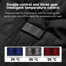 Women/Men's Heated Vest Built-In USB Plug, Electric Heating Vest Thermal Jacket, 380D Nylon Silk, Three-Mode Temperature Control, 11 Heating Zones, Suitable For Winter Skiing - màu đen - Xem 4
