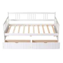 MERAX Twin Size Daybed Wood Bed With Two Drawers - trắng - Xem 5