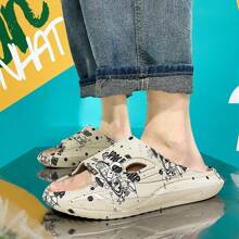 男士太空印花拖鞋,夏日時尚輕便室外浴室防滑家居拖鞋,沙灘涼鞋