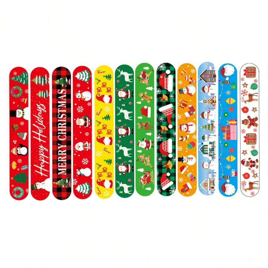 12pcs Christmas Party Snap Bracelet Set - Multicolor - View 1