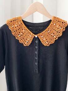 1入任意顏色的女式裙子或上衣蕾絲領,夏季中空披肩,防曬配件 - 彩色 - 查看 10