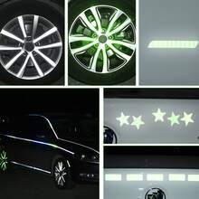 1套裝42入組自黏式反光貼紙適用於自行車安全,防水寵物材料,夜光車輪貼紙 - 綠色 - 查看 6