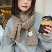 1pc Women's Solid Color Tube Scarf Knitted With Core-Spun Yarn, Fashionable And Versatile, Suitable For Winter To Keep Warm And Daily Wear Casual - Beige - View 5