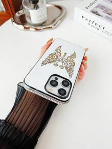 1pc Rhinestone Butterfly Mirror Phone Case Compatible With Iphone 13