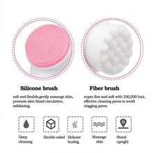 1 Cepillo De Limpieza Facial Manual, Cepillo Facial De Doble Cara Para El Cuidado De La Piel, Cepillo Facial De Silicona, Cepillo De Lavado De Cara Doble Manual Para Masaje De Exfoliación Profunda De Poros - Rosa - Ver 5