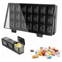 Weekly Pill Box Organizer 3 Shots Portable Medications - 黑色 - 查看 2