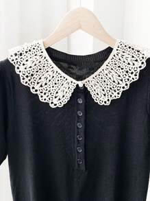 1入任意顏色的女式裙子或上衣蕾絲領,夏季中空披肩,防曬配件 - 彩色 - 查看 5