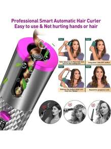 Curling Iron,Portable Black Usb Hair Curler Roller Hair Iron Curling Wand For All Hair Types - Red - View 5