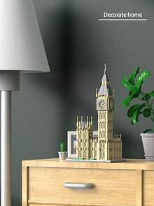 815塊倫敦大笨鐘建築模型積木,附浪漫led燈和可轉動時鐘,適合成人玩具(含真實時鐘) - 米色 - 查看 8