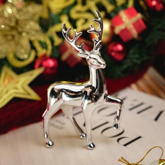 Silver Resin Deer Statues Sculptures, Luxury Home Decorations For Living Room, Christmas Tabletop Decor