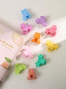 10入組/n多個嬰幼兒女孩哑光花形髮夾,適合日常穿著 - 彩色 - 查看 3