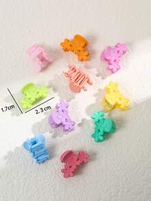10入組/n多個嬰幼兒女孩哑光花形髮夾,適合日常穿著 - 彩色 - 查看 4
