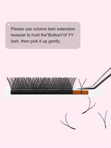 1盒Y形啞光手工編織貂柔軟燈自然YY睫毛延長彩妝網紗網狀交叉魅力鞭打 - 黑色 - 查看 6