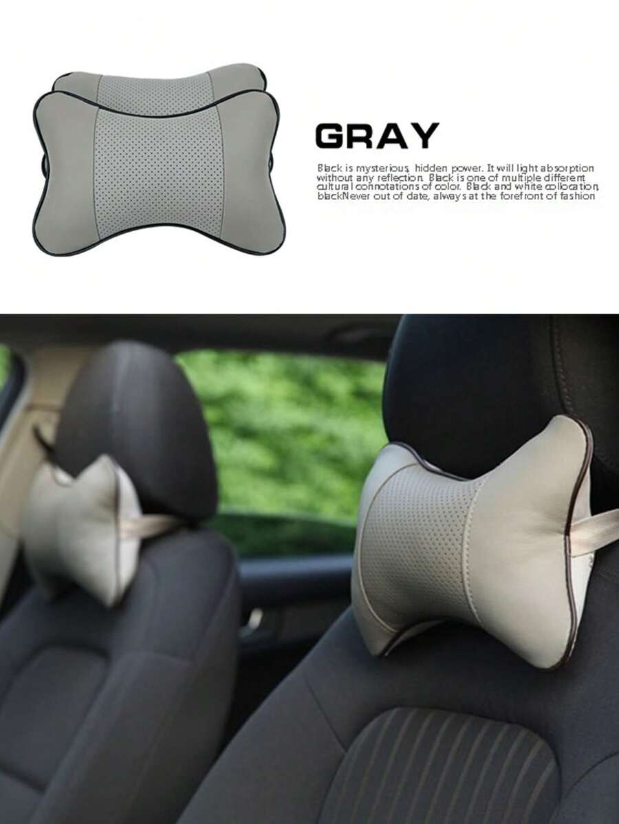 2 件裝 Pu 皮革汽車頸枕,通用型汽車座椅頭枕墊