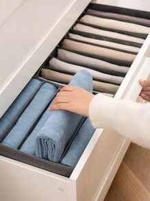 1 件多格折叠内衣收纳盒，家用隔层布质衣物收纳盒，抽屉隔断收纳盒，多功能衣柜收纳盒，用于内裤袜子胸罩收纳抽屉收纳盒衣橱收纳盒学校收纳袋教师收纳袋收纳盒储物箱抽屉收纳盒用于衣物衣柜收纳柜隔板，用于卧室宿舍毛衣袜子裤子牛仔裤学校用品包学校配件学校用品 - 灰色 - 查看 4