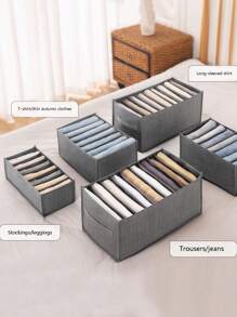 1 件多格折叠内衣收纳盒，家用隔层布质衣物收纳盒，抽屉隔断收纳盒，多功能衣柜收纳盒，用于内裤袜子胸罩收纳抽屉收纳盒衣橱收纳盒学校收纳袋教师收纳袋收纳盒储物箱抽屉收纳盒用于衣物衣柜收纳柜隔板，用于卧室宿舍毛衣袜子裤子牛仔裤学校用品包学校配件学校用品 - 灰色 - 查看 2