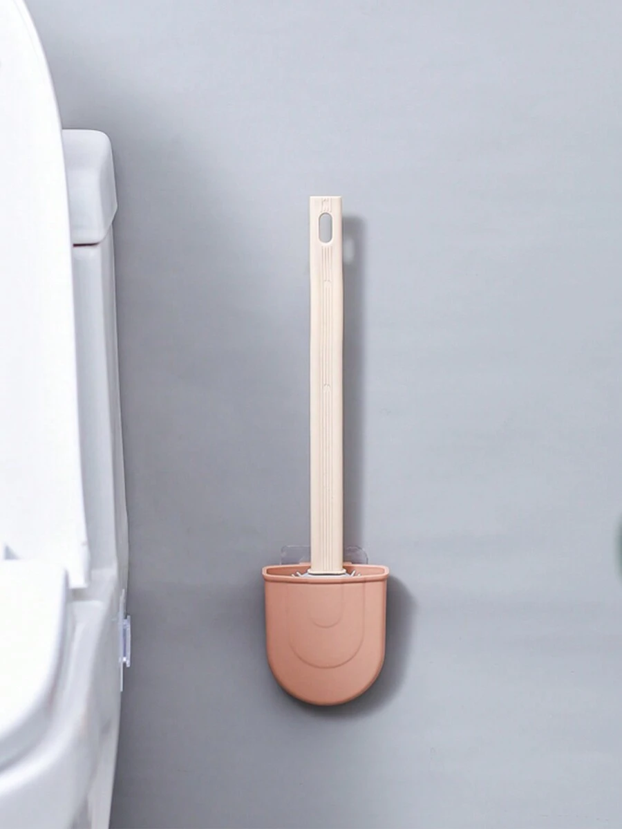 1 件粉紅色塑膠馬桶刷,附軟刷頭,壁掛式收納,浴室清潔工具 - 粉色 - 查看 1
