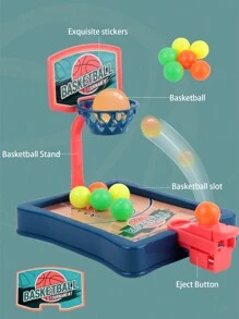 盒手指射擊籃球玩具，桌上 2 人射擊遊戲，迷你籃球遊戲，適合兒童運動比賽和親子互動，益智玩具，顏色隨機 - 藍色 - 查看 2