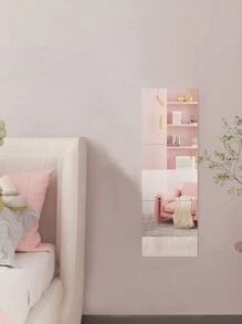 4pcs/3pcs/1pc Square Mirror Wall Sticker Best Gifts Birthday - Silver - View 1