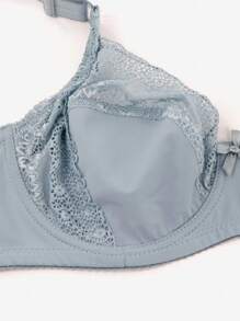 1pc Women's Solid Color Lace Hollow Out Ultra-Thin Single Underwire Bra