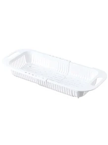 1pc Home Used Stretchable And Adjustable Vegetable Colander, Rectangular Plastic Basket, Kitchen Sink Dish Bowl And Fruit Rack, Sink Strainer Basket - White - View 4