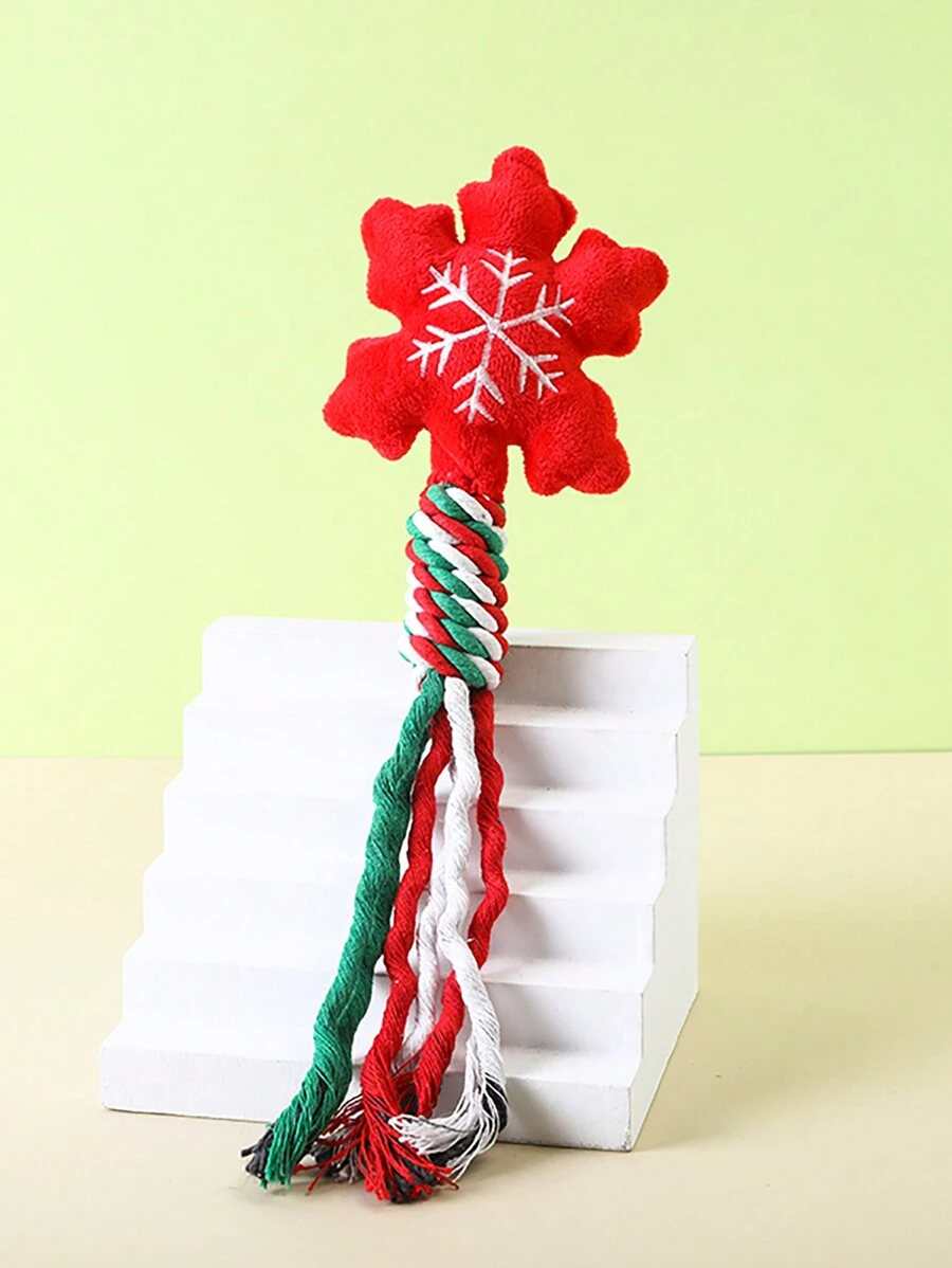 1入組聖誕繩索毛絨玩具適用於寵物,嚼抵抗卡通自娛樂狗狗和貓玩具,寵物用品(適用於寵物僅有)